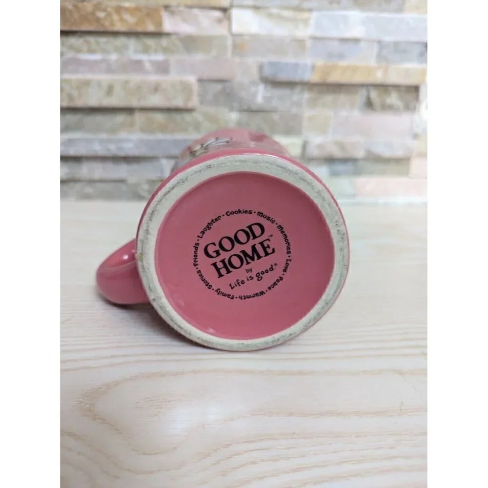 Life is Good Daisy Pink Ceramic Coffee Mug
